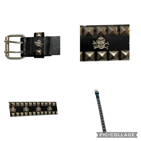 Skull Studded Men’s‎ Belt Sz 38x40 - Picture 1 of 9